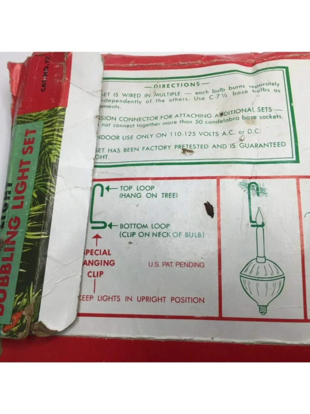 Vintage Christmas 7 Continuous Bubbling Bubble Lights Empty Box